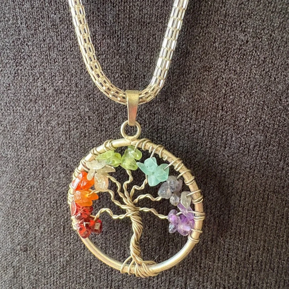 Silver Tone Tree of Life Pendant Long‎ Necklace Adjustable Chain